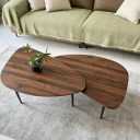 Nesting Coffee Table Set of 2 Coffee Tables Nesting Tables for Living Room Wooden Small Table Triangle Walnut Mid-Century Modern, 31.1" x 20.8" x 17.1"