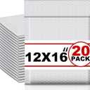Ireer 20 Pack Large Bubble Mailers 12 x 16" Poly Padded Envelopes Cushioned Mailing Envelopes Bubble Padded Mailers Self Adhesive Waterproof Shipping Bags for Business Christmas Party Gift Packaging