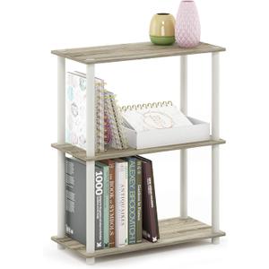 Furinno TURN-N-TUBE Storage Shelves, 3-Tier Book Shelf, Corner Shelf, Toolless Open Shelves, for Organization and Storage, Living Room, Garage, Home Office, Sonoma Oak