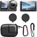 OSMO Action 6 Case, PU Portable Carrying Case, Lens Screen Protectors Comatible with DJI Osmo Action 6, Rubber Lens Cap Cover, Protetive Hard Shell Travel Bag for Action 6 Accessories