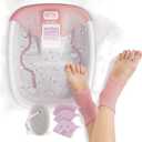 Homedics Bubble Bliss Deluxe Footbath Gift Set  Maintain Heat Foot Spa with Invigorating Bubbles, 3 Massage Attachments, Pumice Stone, Moisturizing Heel Socks & Splash Guard for Ultimate Relaxation (Pink)