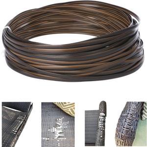 120 Ft Wicker Repair Kit, Plastic Wicker Repair Supplies, Gradient Dark Brown with Visible Mixed Color Stripes, Synthetic Rattan Replacement Material for Patio Furniture Repair