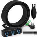 Outdoor Extension Cord 30 Ft with 3 Outlets, 12/3 SJTW 3 Prong Grounded Power Cord, 12 Gauge 12AWG Heavy Duty Power Cable, ETL Listed, 15 Amp 125 V 1875 W-Multiple Outlets for Indoor/Outdoor-Black
