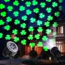 Outdoor St. Patrick's Day Projector Light with 1 Film Slides LED Irish Shamrock Projector Lights Reflectors Waterproof Landscape Decorative Lighting for Holiday Party Decor(Irish Shamrock)