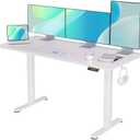YDN Electric Standing Desk, Adjustable Height Desk 63x24 Inchs Stand up Desk, Sit Stand Home Office Desk with Splice Board, White Top