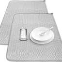 2Pcs XXL Dish Drying Mat,Absorbent Microfiber Dish Drainer Mats,Kitchen Counter Pads for Coffee Countertops,Sinks,Draining Racks(24x17",Gray)