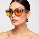 HJSTES Thick Square Sunglasses for Men Women Chunky Rectangle Frame Retro Designer Shades UV400 Protection