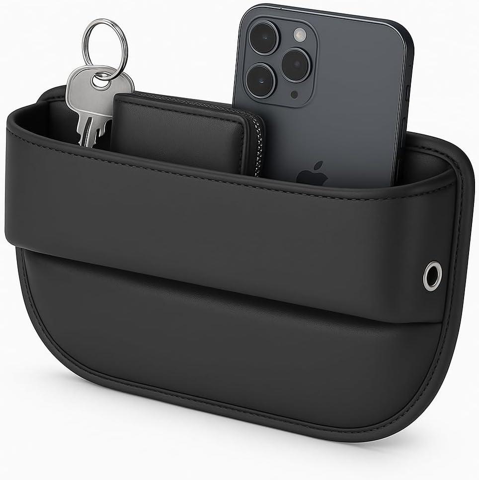 AC4 Universal Car Seat Gap Filler Organizer | Premium PU Leather Storage for Car, SUV & Trucks | Car Pocket Organizer for front seat, Cable Slots, Wallet, Sunglasses & Essentials.