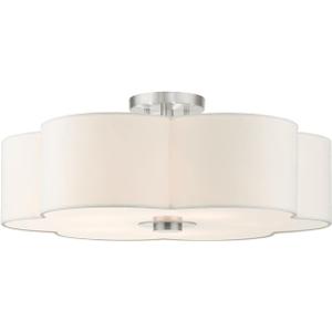 Livex Lighting 5 Light Brushed Nickel Semi Flush, 22 x 22 x 9