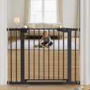 Cumbor 29.7-40.6" Baby Gate for Stairs, Mom's Choice Awards Winner-Dog Gate for Doorways, Pressure Mounted Auto-Close Pet Gates for Dogs Indoor, Safety Child Gate with Easy Walk Thru Door, Black