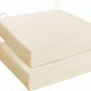 UNIKOME Outdoor Chair Cushions Pack of 2, Water Resistant Patio Cushions with Ties, High Density Sponge Filling Square Corner Seat Cushions for Outdoor Furniture, 24"*24"*4", Beige