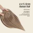MY-LADY Human Hair Toppers for Women Real Human Hair Thin 7 * 13CM Silk Base with Lace Clip in Remy Hairpieces 150% Density 14 Inch Medium Brown & Dark Blonde
