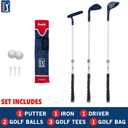 Franklin Sports PGA Tour Kids' Plastic Golf Clubs Set - Youth Toy Plastic Clubs + Bag - Kids' Golf Set with Bag + Balls - Adjustable Length for Boys + Girls - Red + Blue, 25" - 35" inch driver and 25" - 30" inch iron, Right Hand