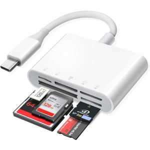 USB C SD Card Reader for iPhone 15 iPad Mac, xdgeLoad TypeC Memory Card Adapter with 5 Slots Supports SD MicroSD CF Compact Flash XD MS Memory Stick, Trail Camera Viewer Plug&Play