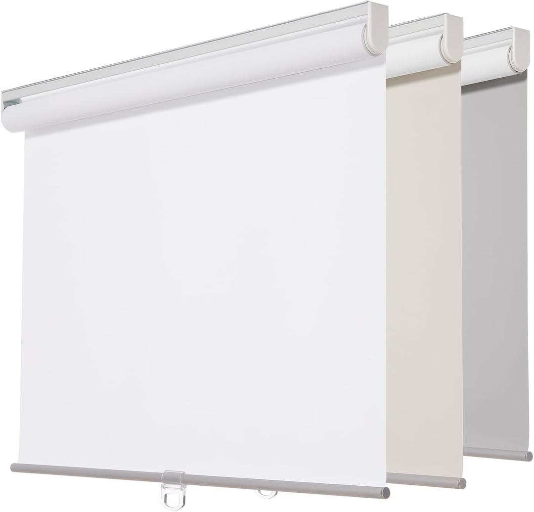 Persilux Cordless Window Blinds (25" W x 72" H, White) Blackout Roller Shades Thermal Insulated UV Protection Energy Saving Cordless Window Shades for Windows, Home and Office, Easy to Install