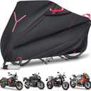 800D Heavy Duty Motorcycle Cover, Outdoor Storage Moped Covers, All-Weather Universal Waterproof Scooter Cover with 3 Reflective Handle、2 pairs Lock Holes and 3 Fixed Buckles - 87" x 37" x 40"