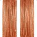 Sugargirl Orange Sequin Backdrop Curtain 2 Panels 2FTx8FT Glitter Orange Background Drapes Sparkle Photography Backdrop for Party Wedding Birthday Wall Decoration