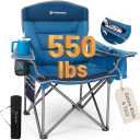 FUNDANGO Oversized Camping Chair, Heavy Duty Folding Chair, 21.65"D x 24.8"W x 38.6"H