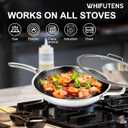 Wok Pan with Lid,12.6 inch Hybrid Woks & Stir-fry Pans Nonstick Stainless Steel Cookware, Cooking Wok for Induction Cooktop, Double Coated Honeycomb Pan