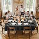 Wish Care Black Spandex Tablecloths for 60x60 Inch Square Tables, Stretch Fitted Table Clothes with Pleated Ruffle Skirt for 60 Table, Wrinkle Free and Elastic, for Party Kitchen Home Dining