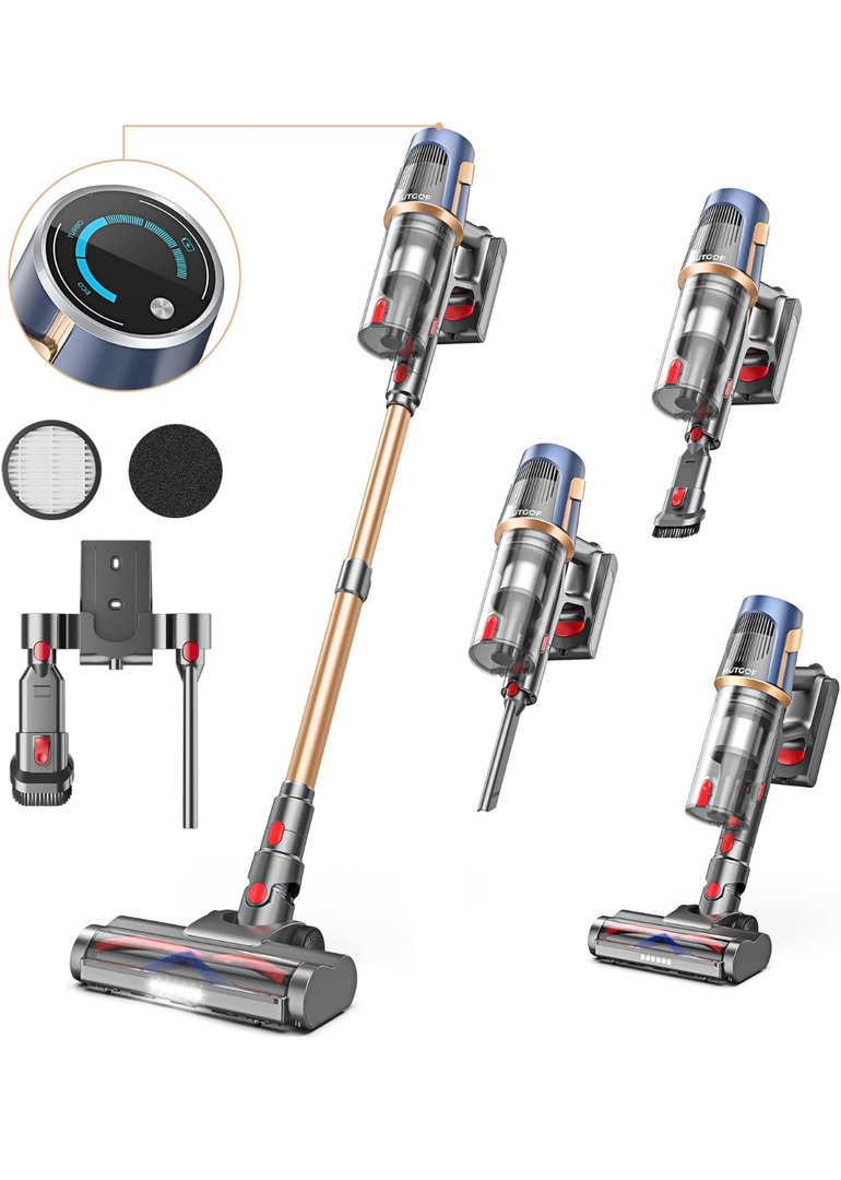 Mutgof Cordless Vacuum Cleaner, 30Kpa Vacuum Cleaners for Home, Max 50Mins Runtime, Anti-Tangle Stick Vacuum, LED Screen, , Rechargeable Lightweight Vacuum for Hardwood Floor, Carpets, Pet Hair, Missing Dust Cup, Missing Power Cord