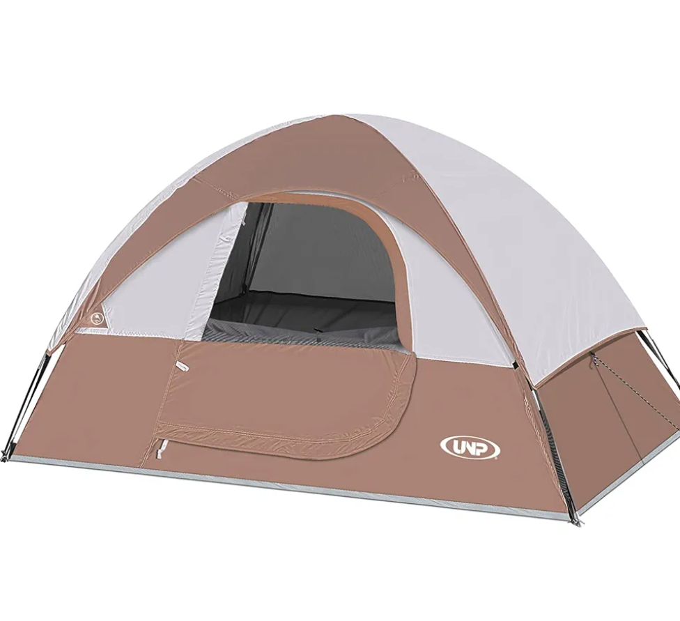 Unp Camping Tent 2 Person, Waterproof Windproof Tent with Rainfly Easy Set up-Portable Dome Tents for Camping, Color: Khaki Brown