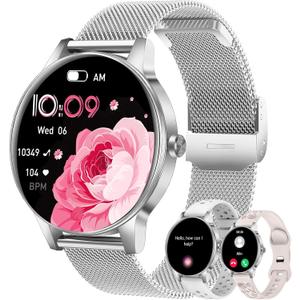 Smart Watch for Women(Answer/Make Calls), 1.27" HD Screen Fitness Tracker with Heart Rate/Sleep Monitor, 130+ Sport Modes IP68 Waterproof Activity Tracking, Smartwatch for Android iPhone, Silver