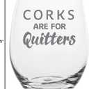Lushy Wino Stemless Wine Glass Corks Are For Quitters 18oz Etched, Dishwasher Safe Funny Birthday & Christmas Gift for Wine Lovers, Women, Coworkers