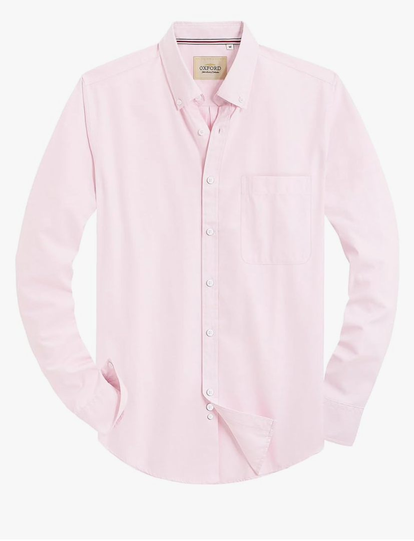 Alimens & Gentle Mens Solid Oxford Shirt Long Sleeve Dress Shirt Work Casual Button Down Shirts with Pocket, Size 2XL