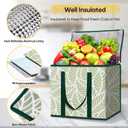 BALEINE 2Pk Insulated Reusable Grocery Bags, Collapsible Cooler Bag for Groceries, Heavy Duty Large Insulated Bag (16''x9''x13'', Antique Foliage)