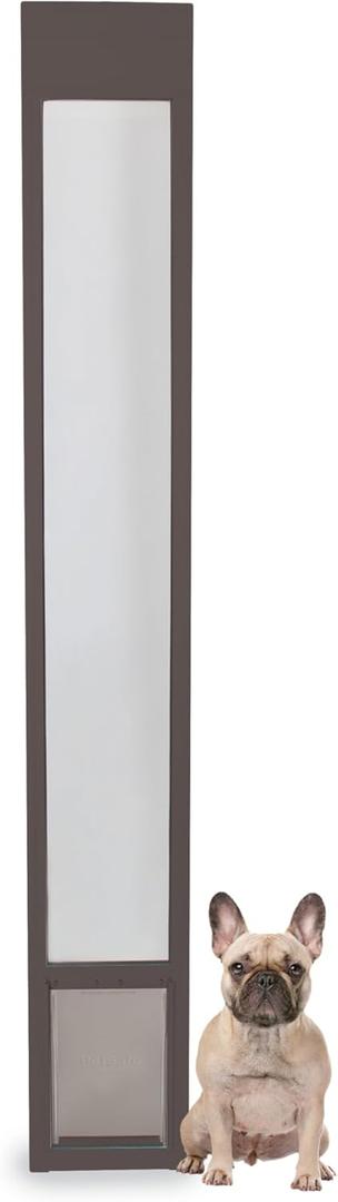 PetSafe 1-Piece Sliding Glass Pet Door for Dogs & Cats - Adjustable Height 75 7/8" to 81"- Medium, Bronze, No-Cut DIY Install, Aluminum Patio Panel Insert, Great for Renters or Seasonal Installation