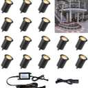 CISLAN Deck Lights with Photocell and Protecting Shell, Warm White Φ1.18in Low Voltage 12V DC IP67 Waterproof, Electric Wired Round Recessed LED Outdoor Stair Step Landscape Lighting, 16 Pack Black