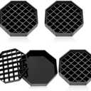 Suclain 4 Pcs 4 Inch Coffee Drip Tray Black Plastic Octagon Coffee Countertop Drip Coaster with Honeycomb Grid for Drink Tea Beverage Dispenser
