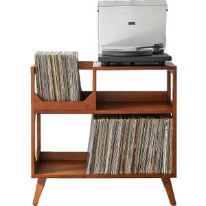 Crosley Furniture Asheville Mid-Century Modern Media Console Record Player Stand, Storage for Vinyl Records, Medium, Walnut