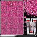 25000Pcs Resin Rhinestones with Tweezers for Crafting, Hot Pink 2-6mm Mixed Sizes Bedazzling Crystal with 3Pcs 10ml B7000 Jewelry Glue for DIY Crafts Clothing Tumblers Shoes Fabric Nail Art