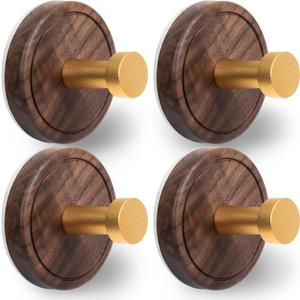 Besti Shower Suction Cup Hooks, Strong Suction Power, Towel Hooks for Shower Glass Door, Bathroom, Kitchen, Mirrors, Tiles, Holds up to 11 lbs, Ideal for Towels, Bath Robes, Coats (Walnut-Gold)