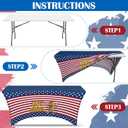 Chumia 6ft 4th of July Rectangle Tablecloth Stretch Spandex Hot Dog Patriotic Tablecloth 250th Anniversary USA Independence Day Table Cover American Flag Table Cloth for 4th of July Party Decorations