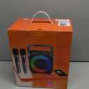 Karaoke Machine, Portable Bluetooth Speaker with 2 Wireless Microphones for Adults & Kids with Lights, Karaoke Microphone with PA System Supports USB/TF/FM/AUX for Home Party Home System Packages (Black)