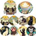 Zythron 8 PCS Diamond Art Coasters,Cat Diamond Painting Coasters Kits Funny Cat DIY with Holder DIY for Beginners, Adults, Diamond Art Kits for Adults Diamonds Art Crafts Supplies 4x4 in