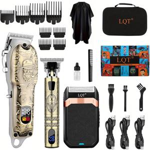 Hair Clippers Set for Men, Hair Clipper Trimmer with LED Display, Professional Cordless Hair Clipper Shaver Beard Trimmer, Hair Cutting Machine for Men, Holiday Gift for Him Father's Day Gift (Bronze)