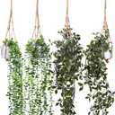 Irenare 4 Pcs Fake Hanging Plants Artificial Indoor Decoration 30 Inch Artificial Hanging Eucalyptus Vines Potted for Home Mandala Greenery for Living Room Office Bedroom Garden Indoor Outdoor(Green)