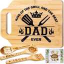 Christmas Gifts for Dad, Christmas Father Gifts Cutting Board with Engraved Utensil Set, Birthday Gifts for Dad Men Father from Daughter Son, Dad Christmas Gifts