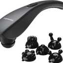 Homedics Deep Tissue Percussion Massager with 3 Speeds, 5 Attachments, and Long Handle for Hard-to-Reach Areas