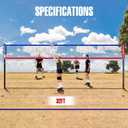 32FT Outdoor Portable Volleyball Net Set, Adjustable Height & Winch Red | Anti-sag Includes volleyball, pump, boundary line and carry bag; adjustable to 8, 7.8 and 7.4 FT for backyard, beach & lawn