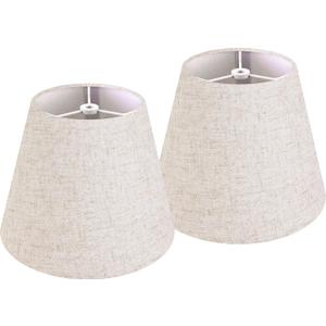 GO&SO 9" Lamp Shades Set of 2 Small Mini,5"9"6.4" Spider Lampshades for Table Lamps Oatmeal Beige Lampshade Replacement,Modern Lamp Shade for Nightstand (Clip Lamp Adapter Holder Not Included)