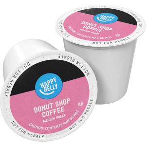 Amazon Brand - Happy Belly Medium Roast Coffee Pods, Donut Style, Compatible with Keurig 2.0 K-Cup Brewers, 100 Count BBD 07/15/26