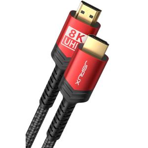 JSAUX 8K HDMI Cable 2.1 6ft, 48Gbps 8K & 4K Ultra High Speed HDMI Braided Cord, 4K @ 120Hz 144Hz, HDCP 2.2 & 2.3, HDR 10, eARC Compatible with Laptop Monitor UHD TV PS5 PS4 Dolby
