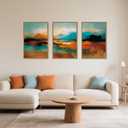 Large Abstract Burnt Orange Framed Canvas Wall Art,Neutral Blue and Black Wall Decor,Modern Brush Stroke Artwork,Minimalist Watercolor Art Print for Living Room,Bedroom,Office- 16"x24"x3