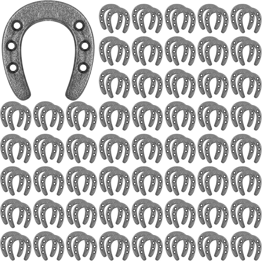 Gisafai 150 Pack 1.77 x 2 Inch Cast Iron Horseshoe for Crafts or Decor Western Theme Wall Decor Mini Older Iron Horseshoes for Wall Hung Durable Horseshoe for Good Lucky Party Favor Decoration