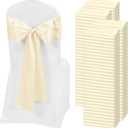 120 PCS Ivory Satin Chair Sashes, Ties Bows Designed Chairs Decorative, Chair Cover Sashes for Thanksgiving Wedding Christmas Banquet Party Home Kitchen Decoration (7 x 108 inch)